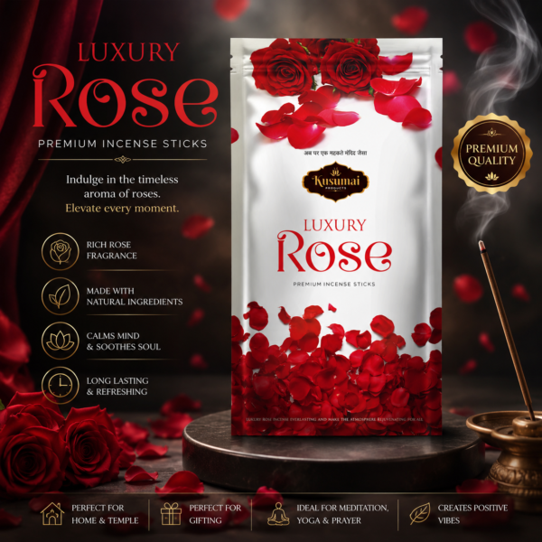 Kusumai Luxury Rose Premium Incense Sticks – 120g